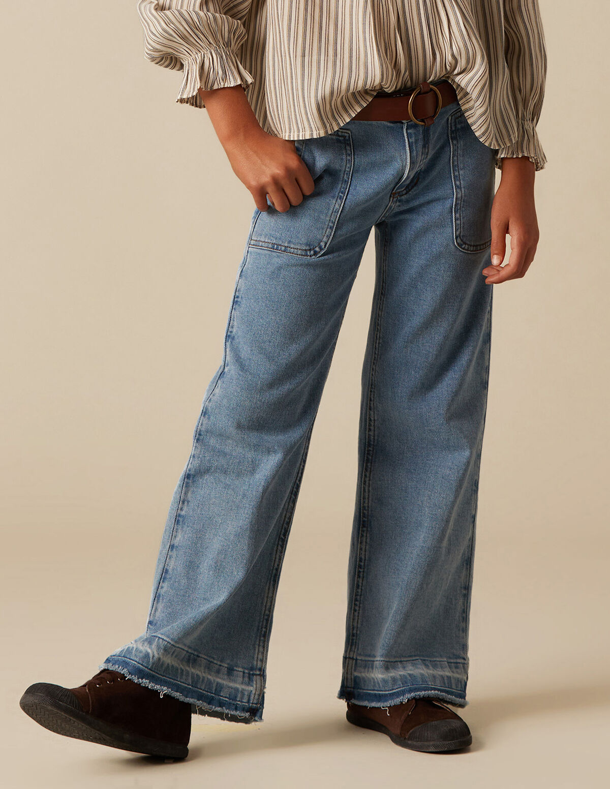 Blue wide leg jeans