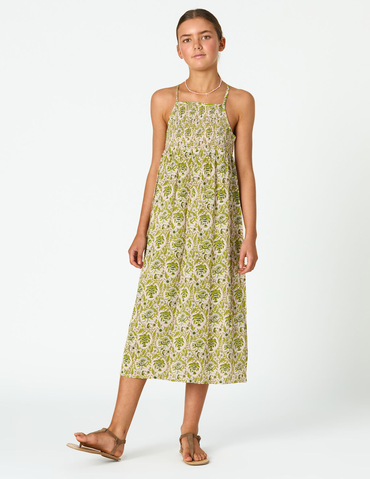 VESTIDO AL&Ccedil;AS ESTAMPADO GARDEN ROSA