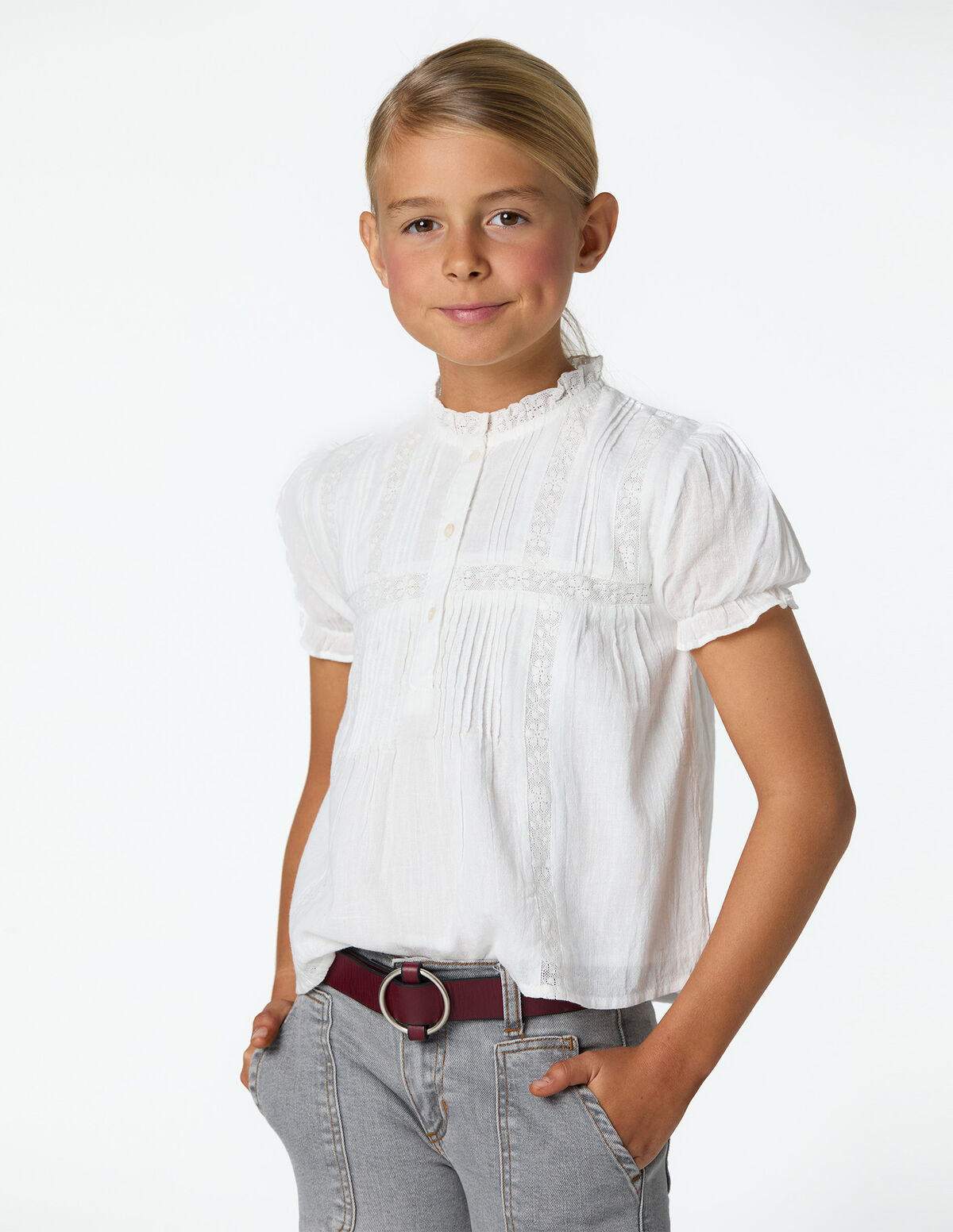 CAMISA RENDA E TUCKS BRANCA