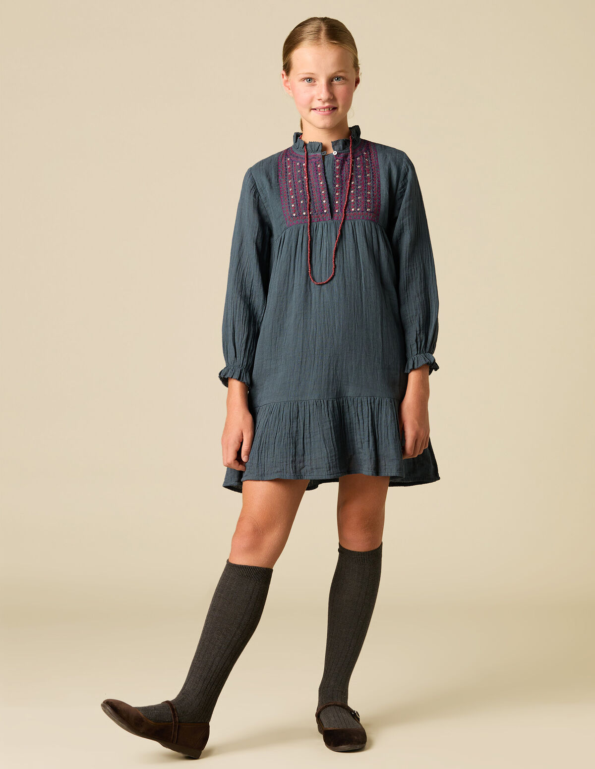 MULTICOLOUR EMBROIDERED DRESS