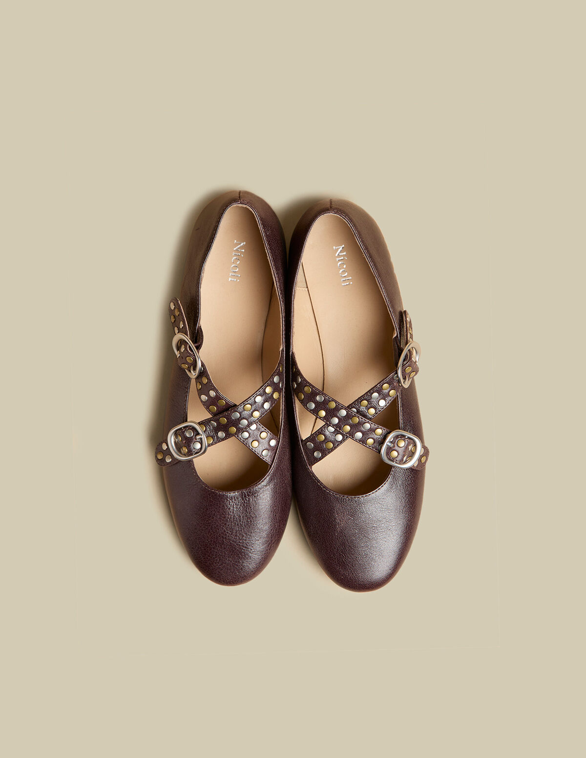 BROWN STUDDED BALLERINA