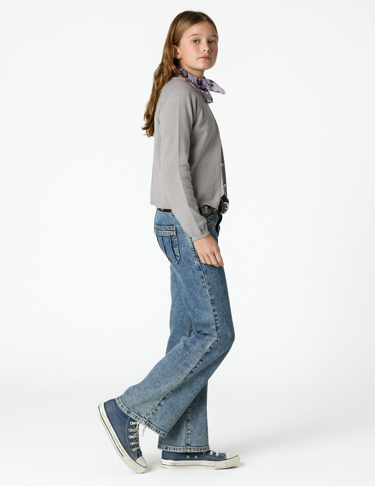 BLUE SEAMED POCKET JEANS
