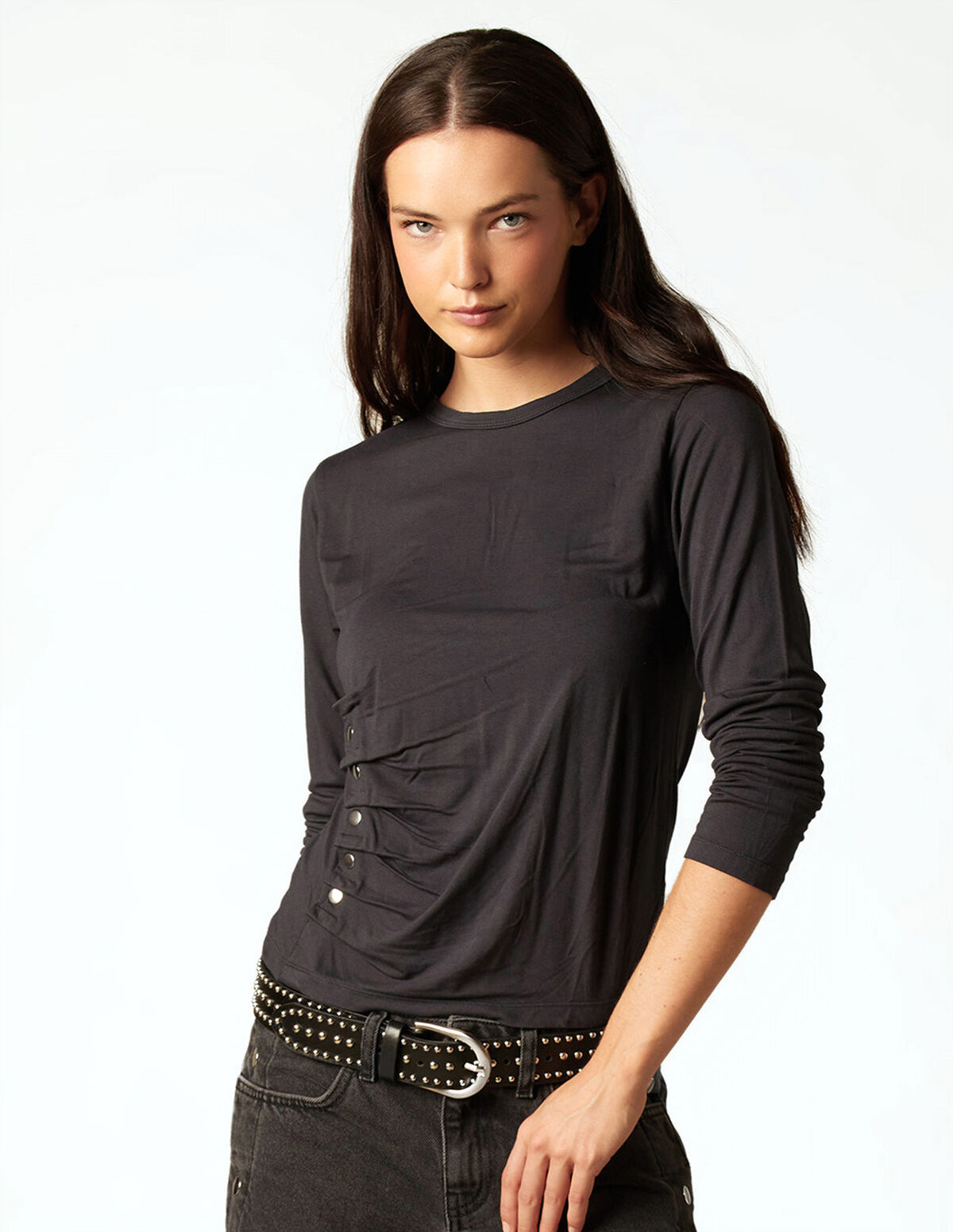 T-SHIRT BOUTONS C&Ocirc;T&Eacute; AM&Eacute;THYSTE