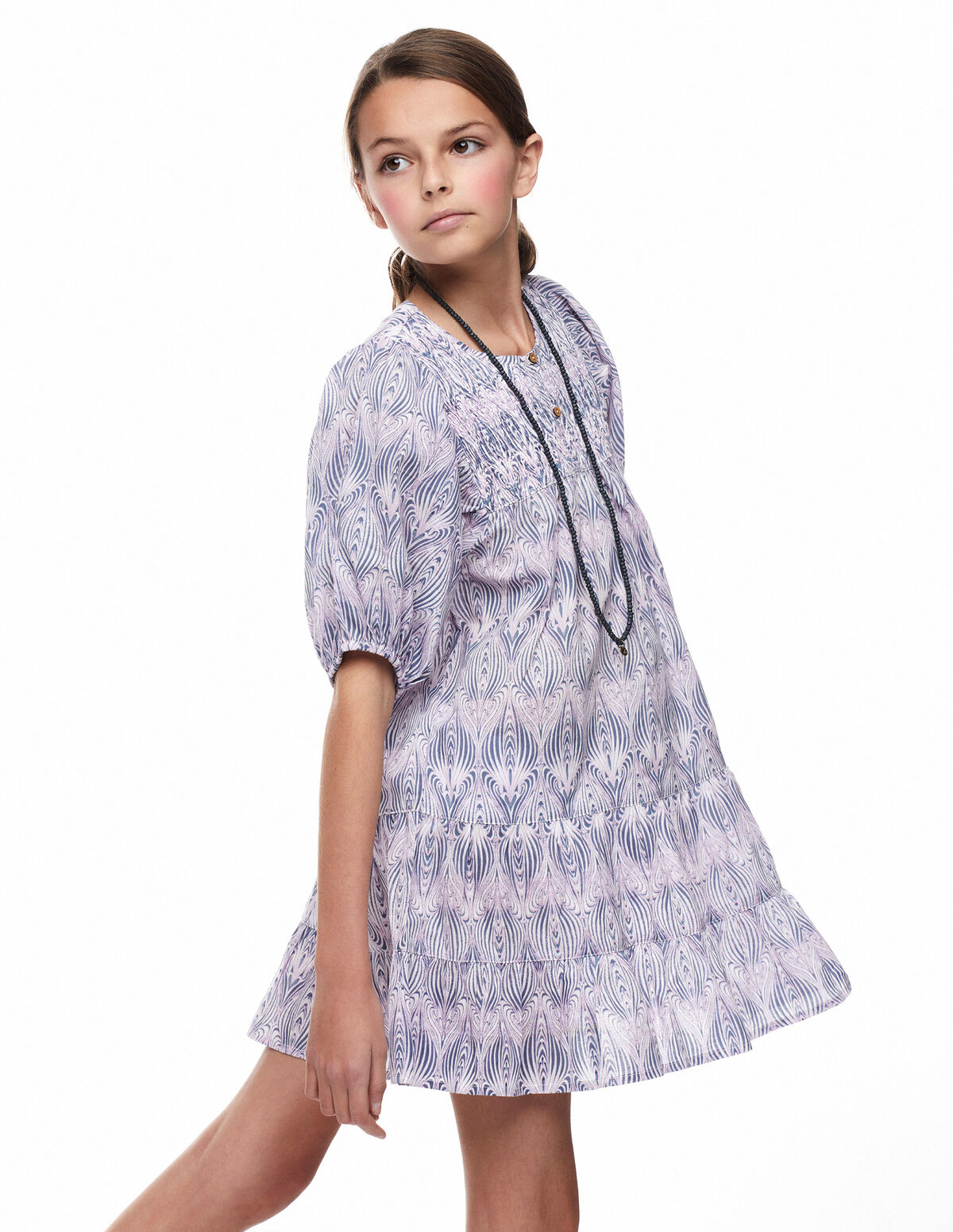 Vestido manga farol botón medusas