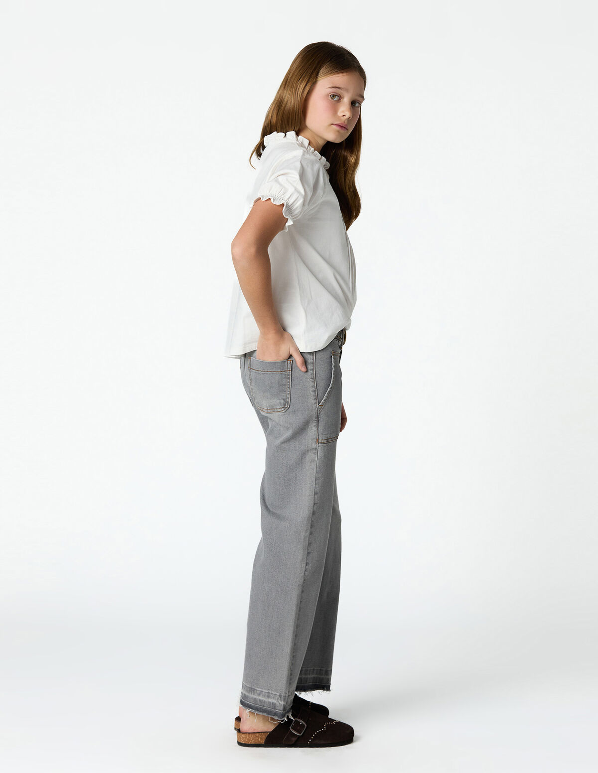 Blue wide leg jeans