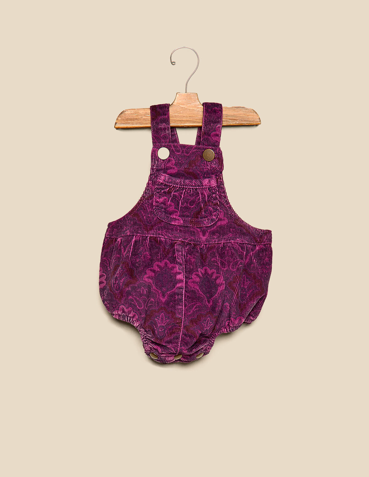 BROWN CORDUROY PRINTED PLAYSUIT