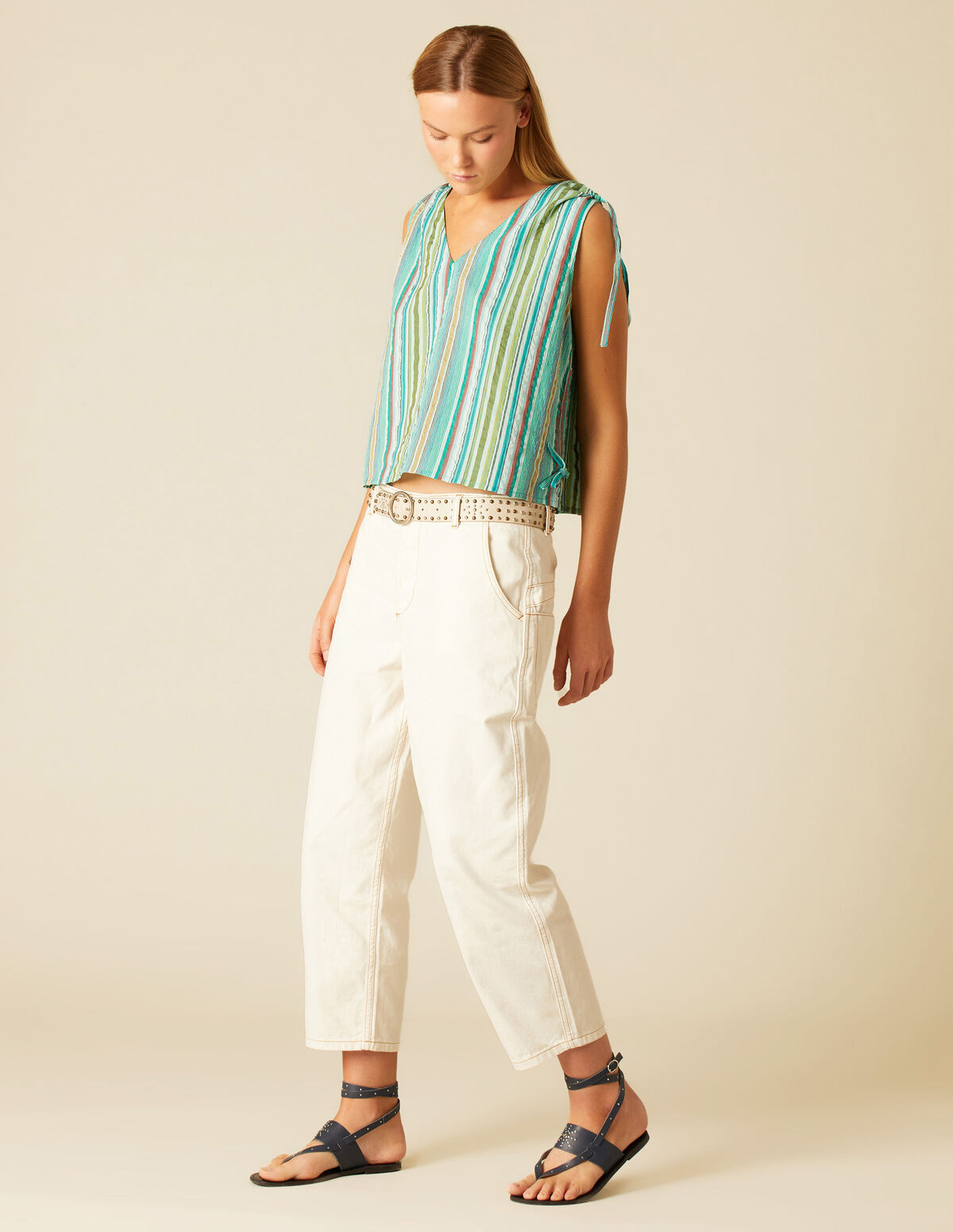 BLUE CURVED TROUSERS