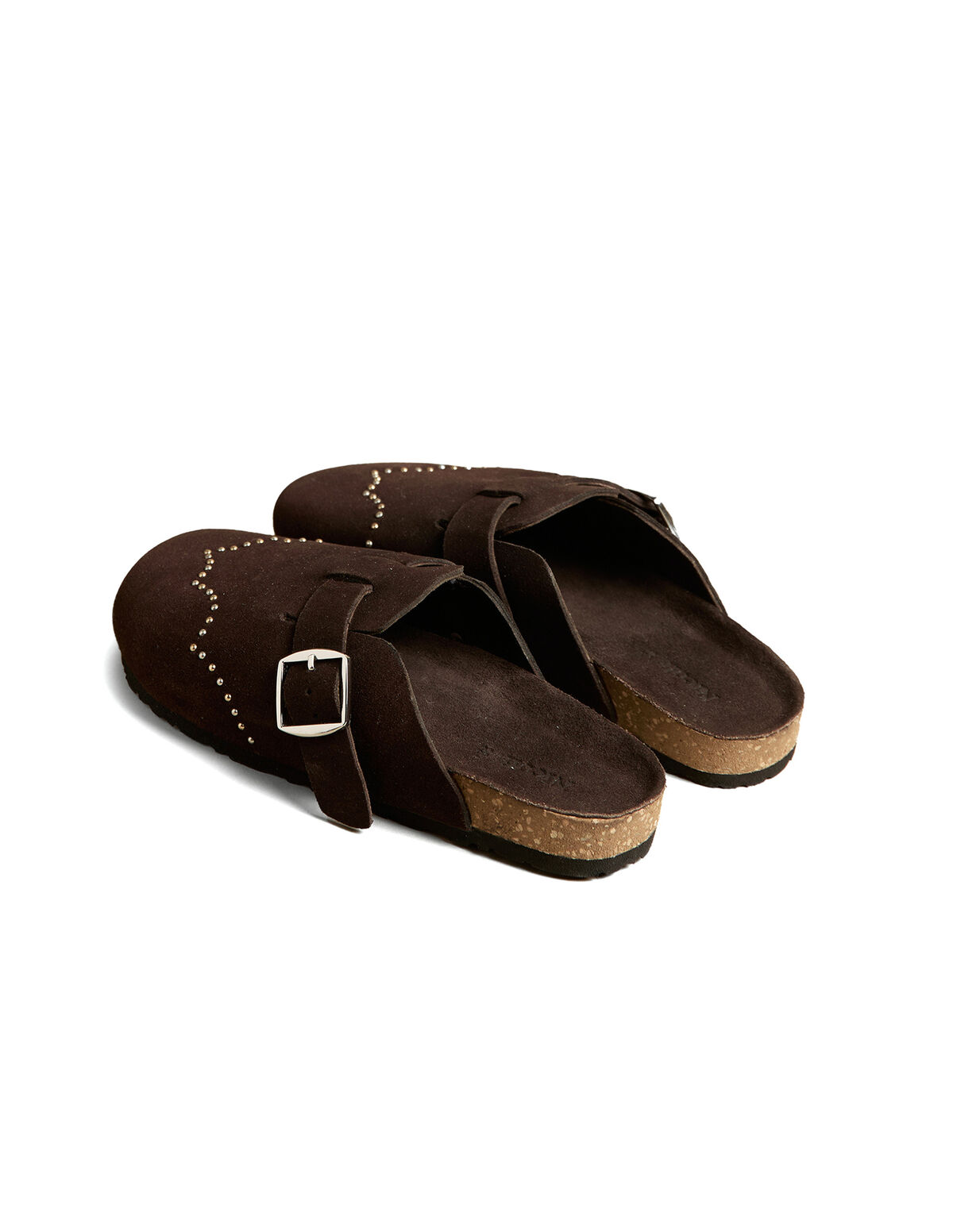BROWN STUDDED CLOGS