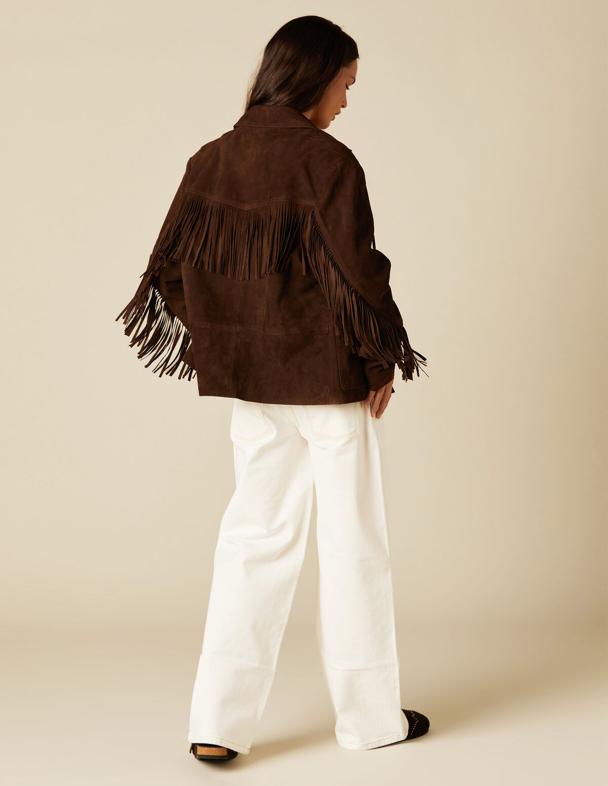 FRINGED SUEDE COAT