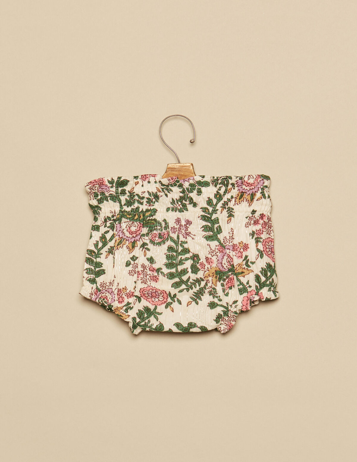GREEN LUREX FLORAL BLOOMERS