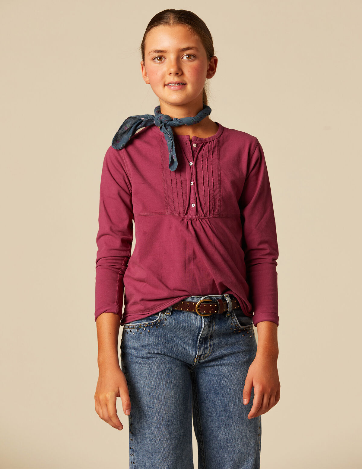 AMETHYST PIN-TUCK T-SHIRT