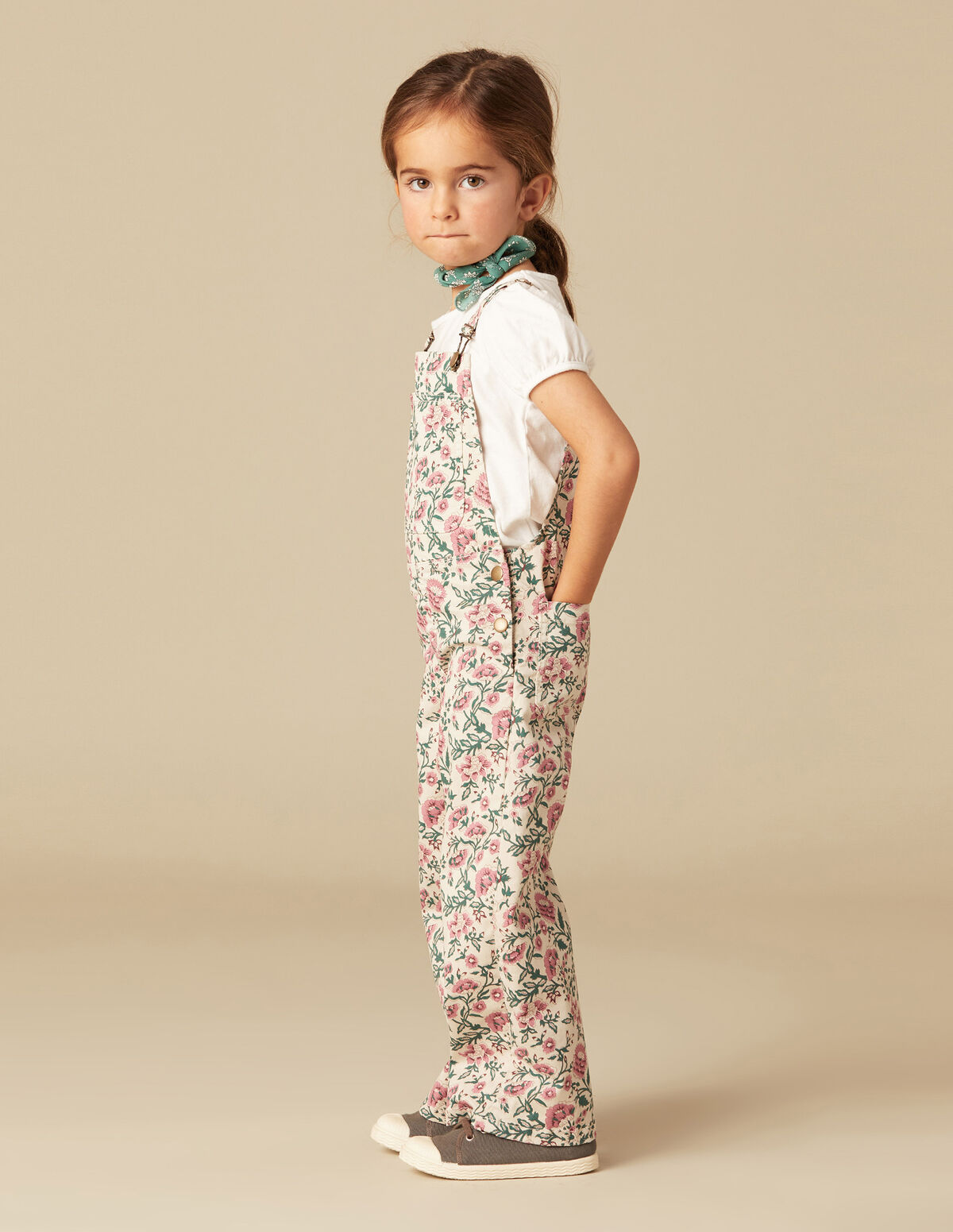 PINK AND GREEN FLORAL DUNGAREES