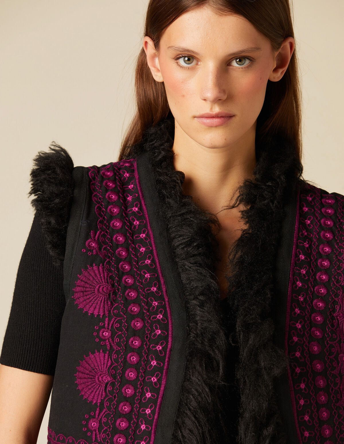 EMBROIDERED FUR WAISTCOAT