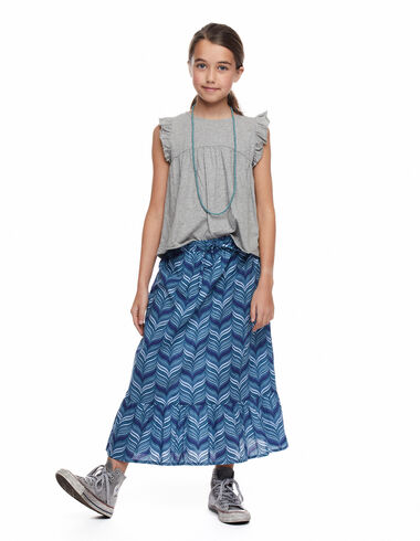 Long blue herringbone skirt - Skirts - Nícoli