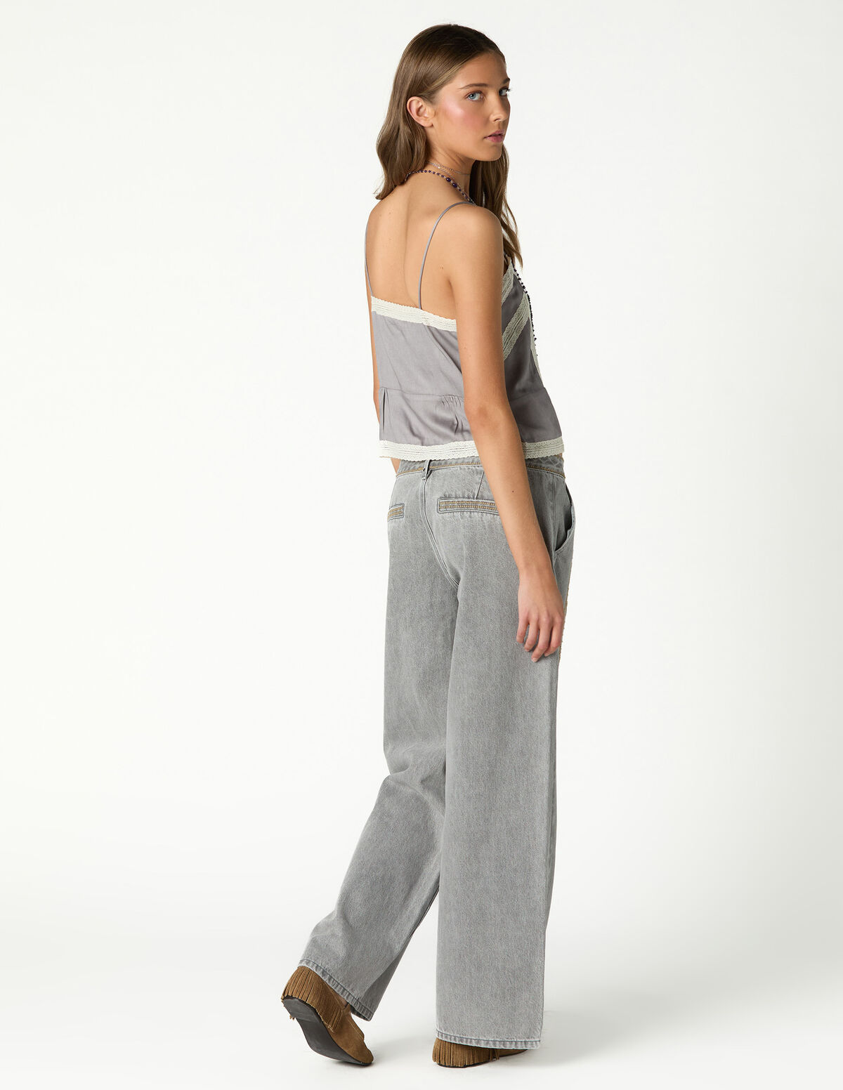 CAL&Ccedil;AS BORDADO DENIM BRANCO