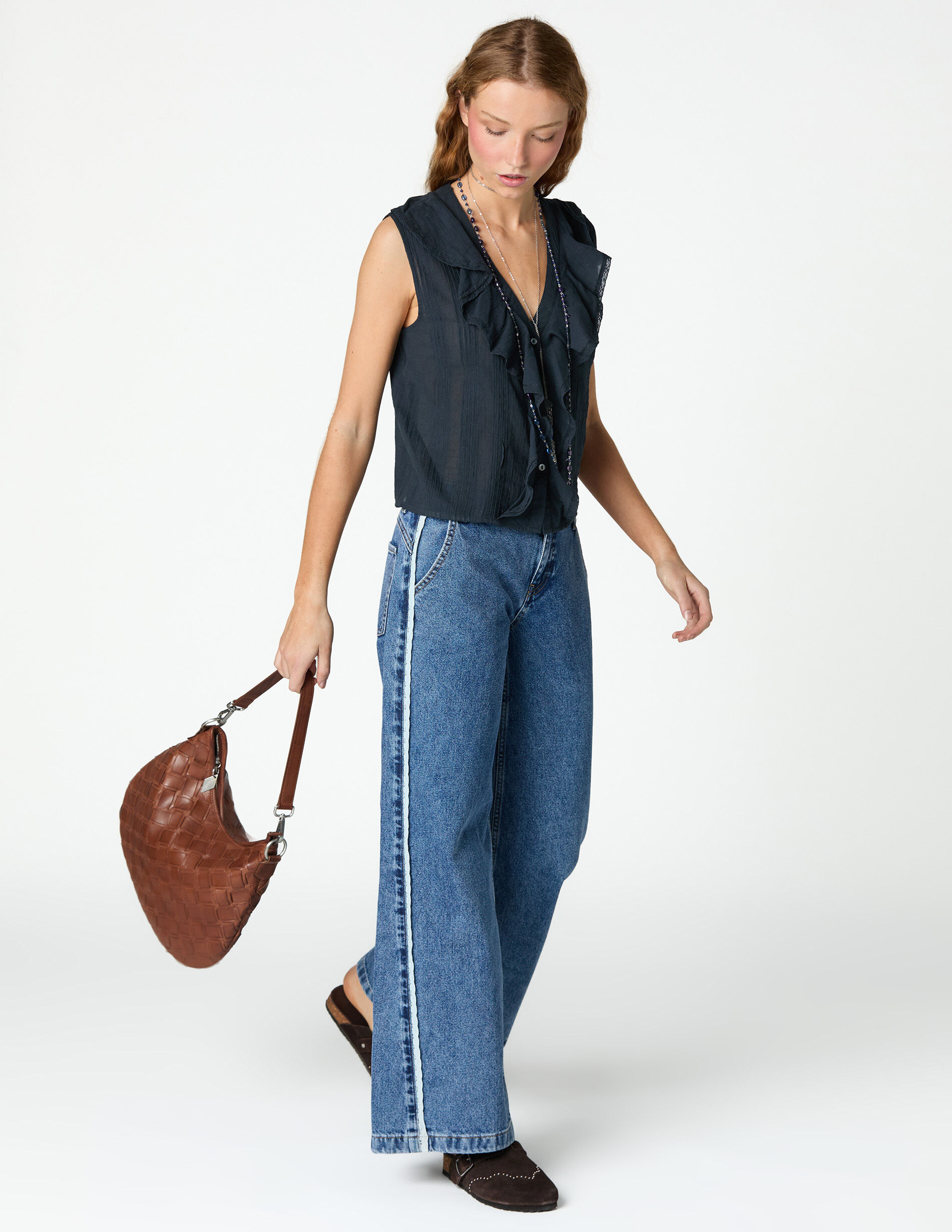 Pantalón denim azul lace | NICOLI