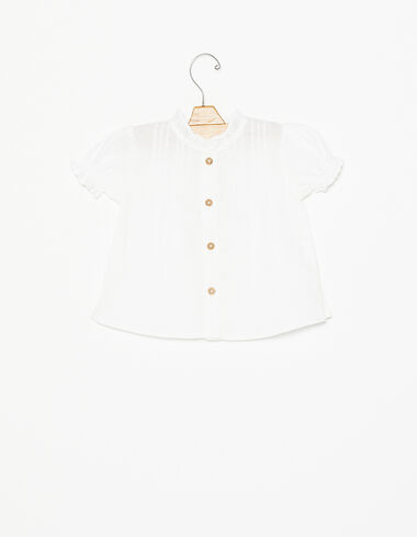 White buttoned pin-tuck shirt - Shirts - Nícoli