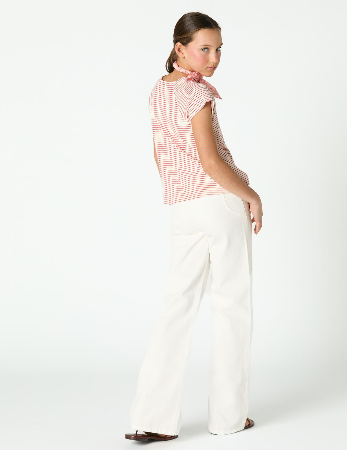 CAL&Ccedil;AS DENIM BRANCO COM BOLSOS