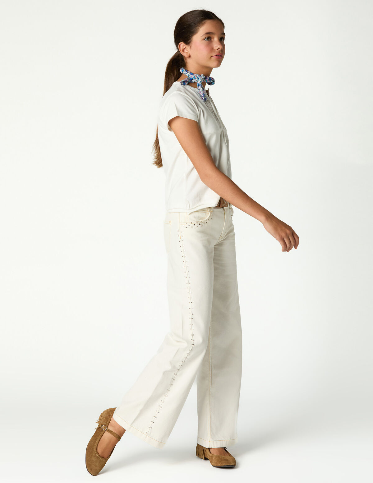 ANILINE BLUE PIN-TUCK T-SHIRT