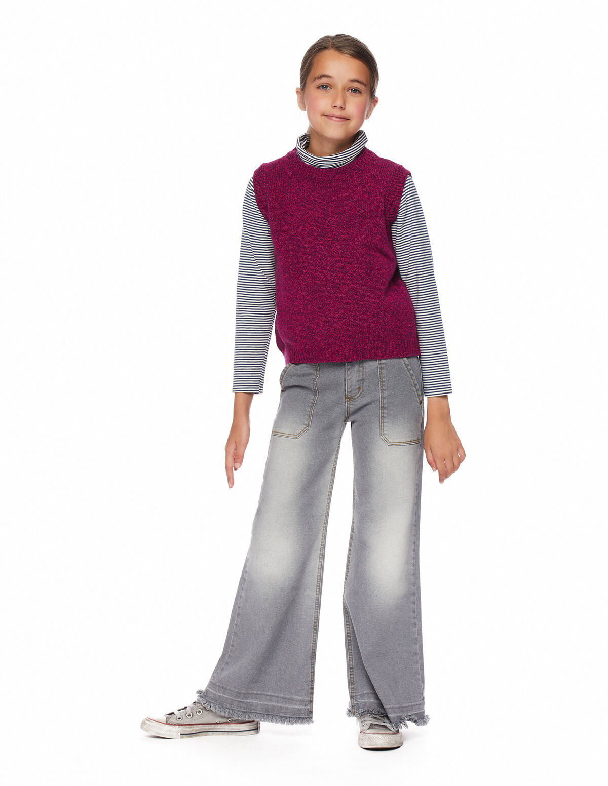 Pantalón wide leg bolsillos azul oscuro