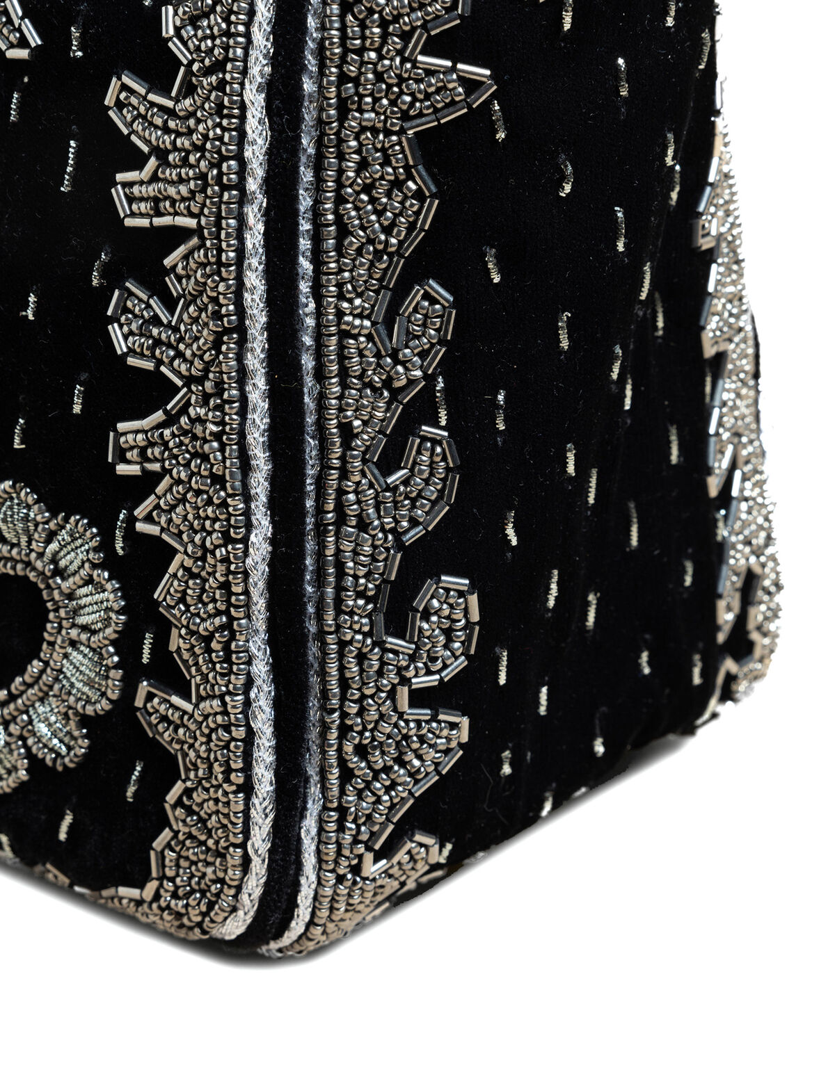 BROWN BEADED VELVET BAG