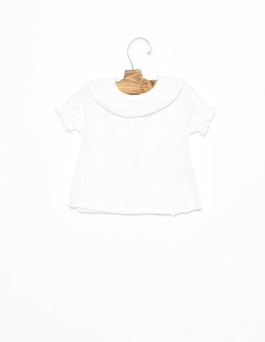 White ruffle neck T-shirt - T-shirts - Nícoli