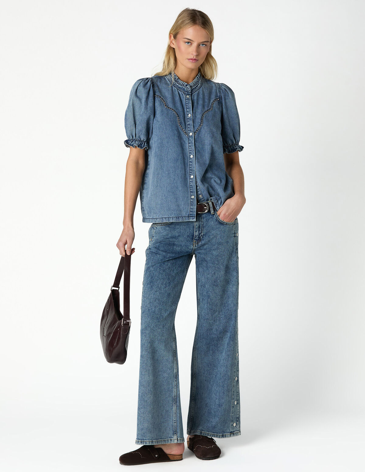 BLUE SIDE BUTTONS TROUSERS