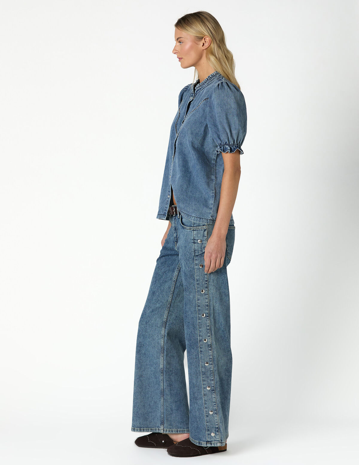 CAMISA ONDAS JUSTA DENIM AZUL