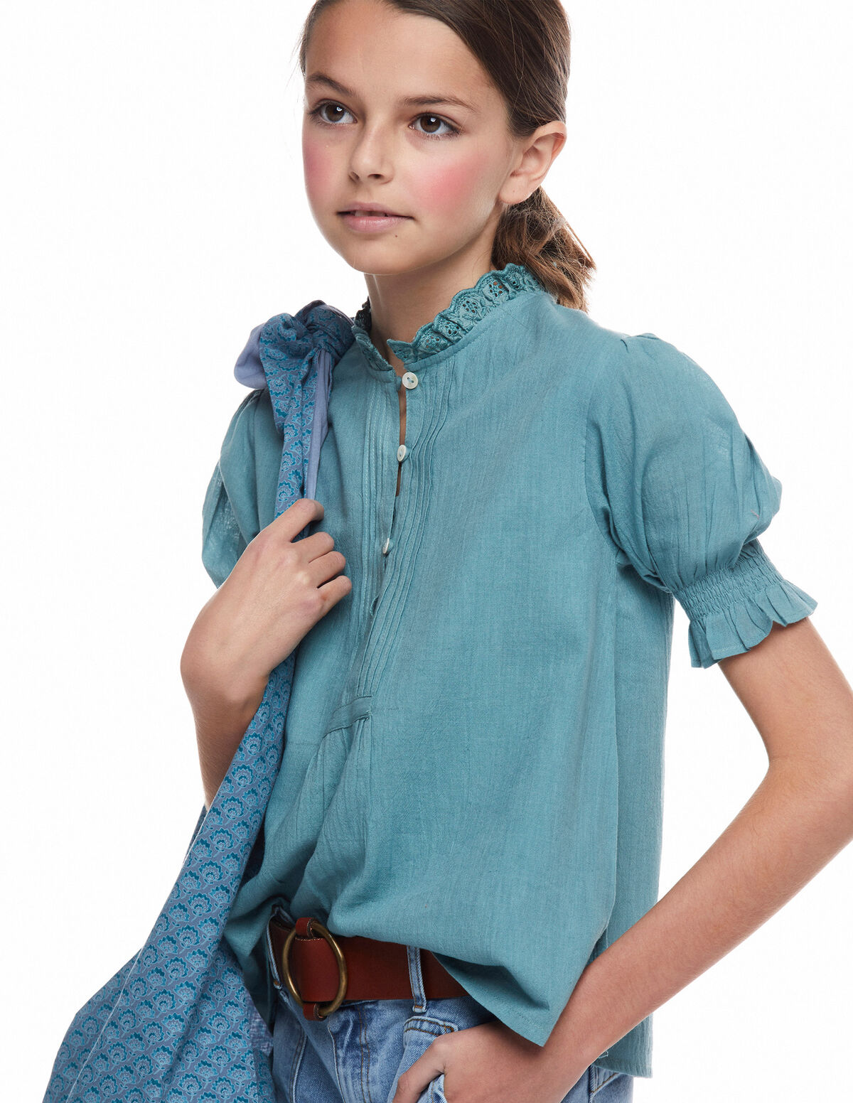 Camisa cuello perkins botones verde