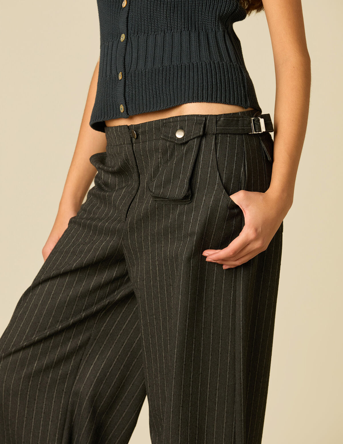 CALÇAS PRESILHA RISCA AZUL