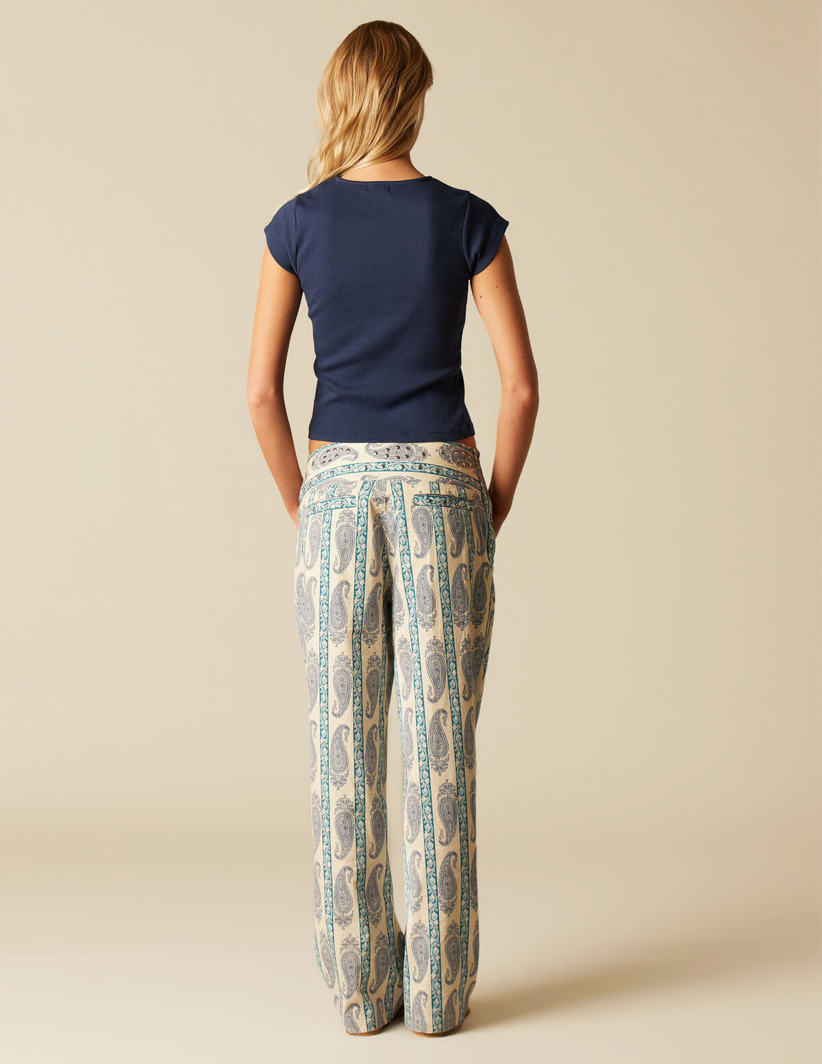 STRAWBERRY PAISLEY STUDDED TROUSERS