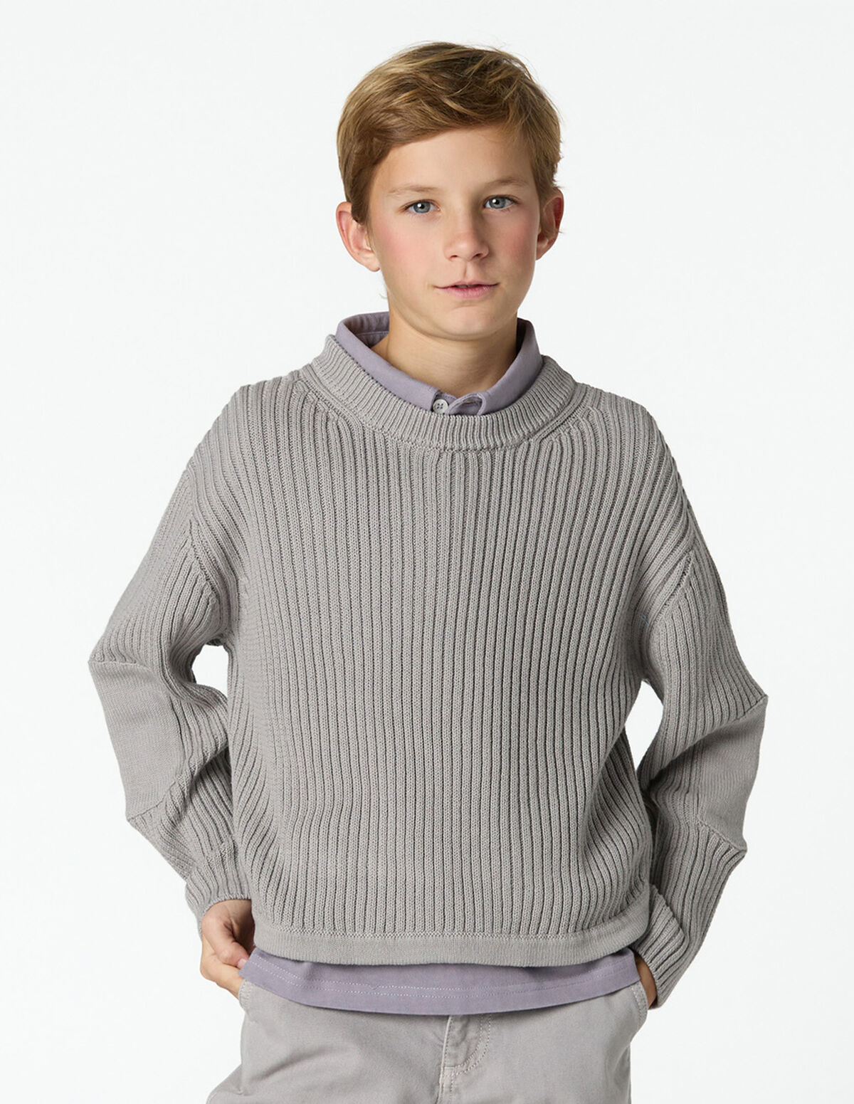 IRON GREY RIBBED JUMPER