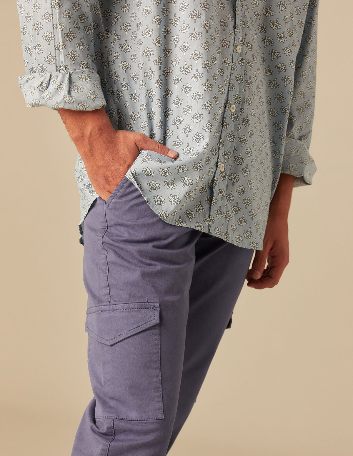 PANTALÓN CARGO LARGO AZUL