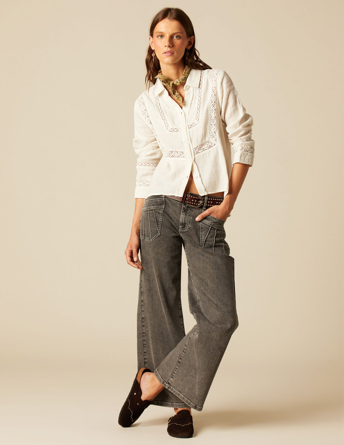 BLUE LACE TRIM SHIRT