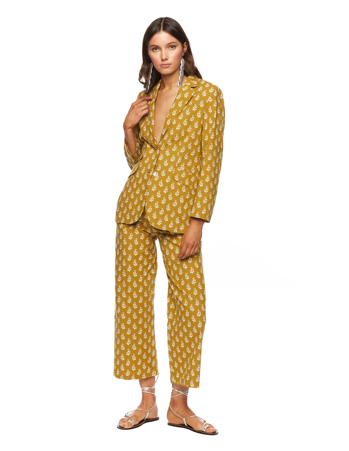 Mustard buti print trousers