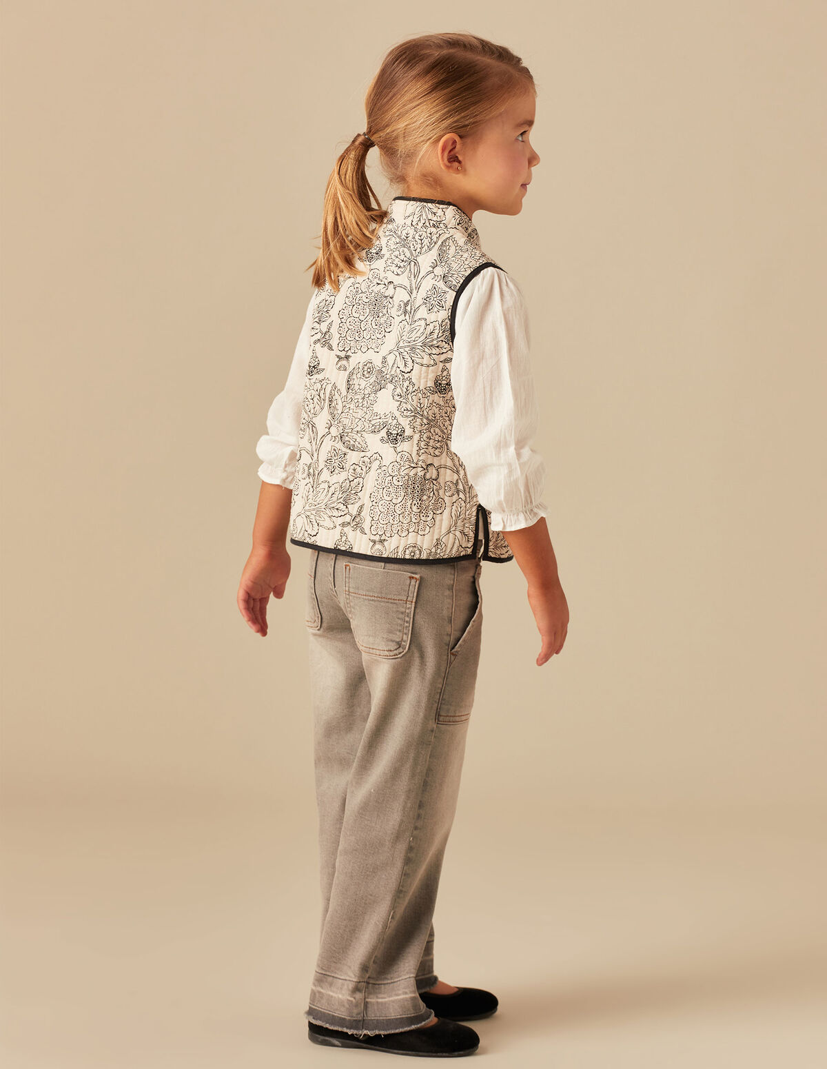 GILET GRANDE FLEUR ANTHRACITE