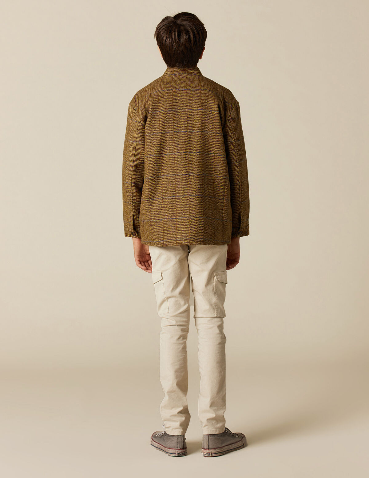 ABRIGO CRUZADO ESPIGA GRIS