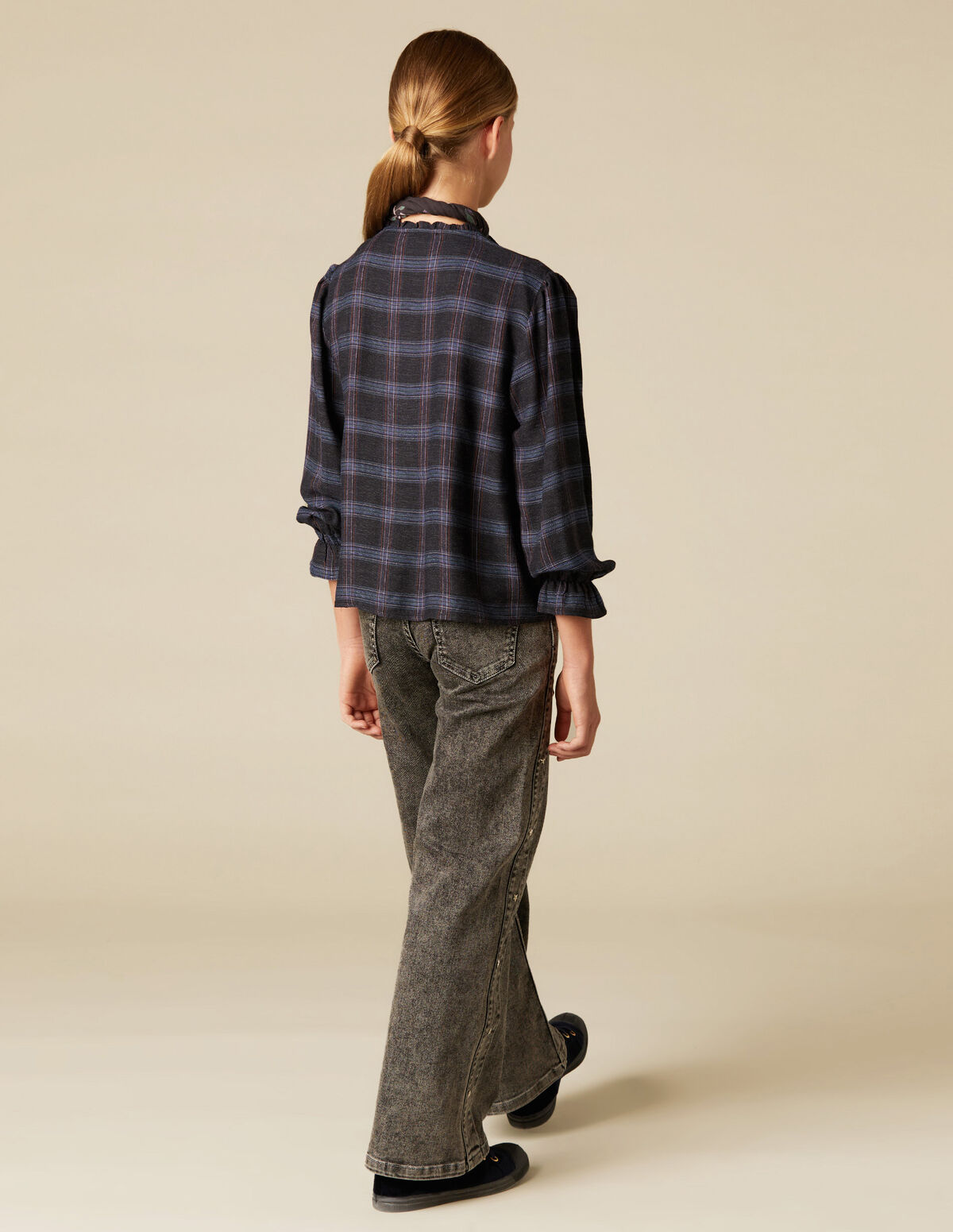 CHECKED PIN-TUCK SHIRT