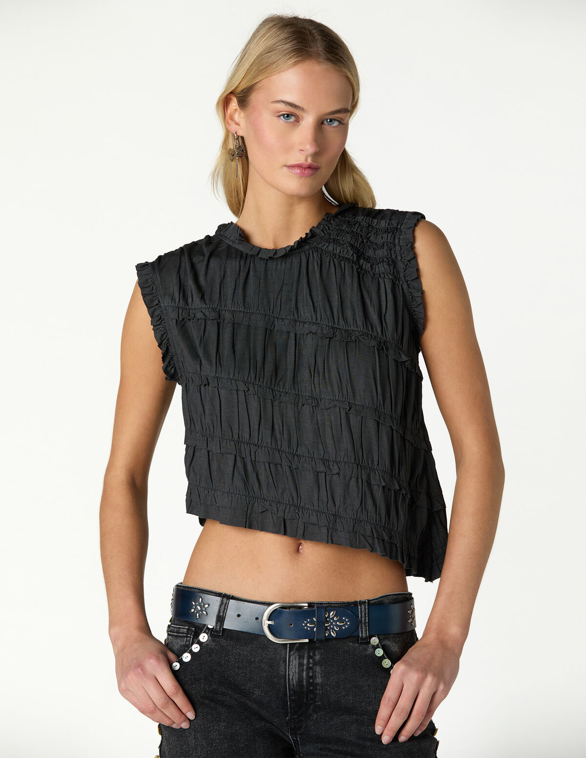ANTHRACITE RUFFLE TOP