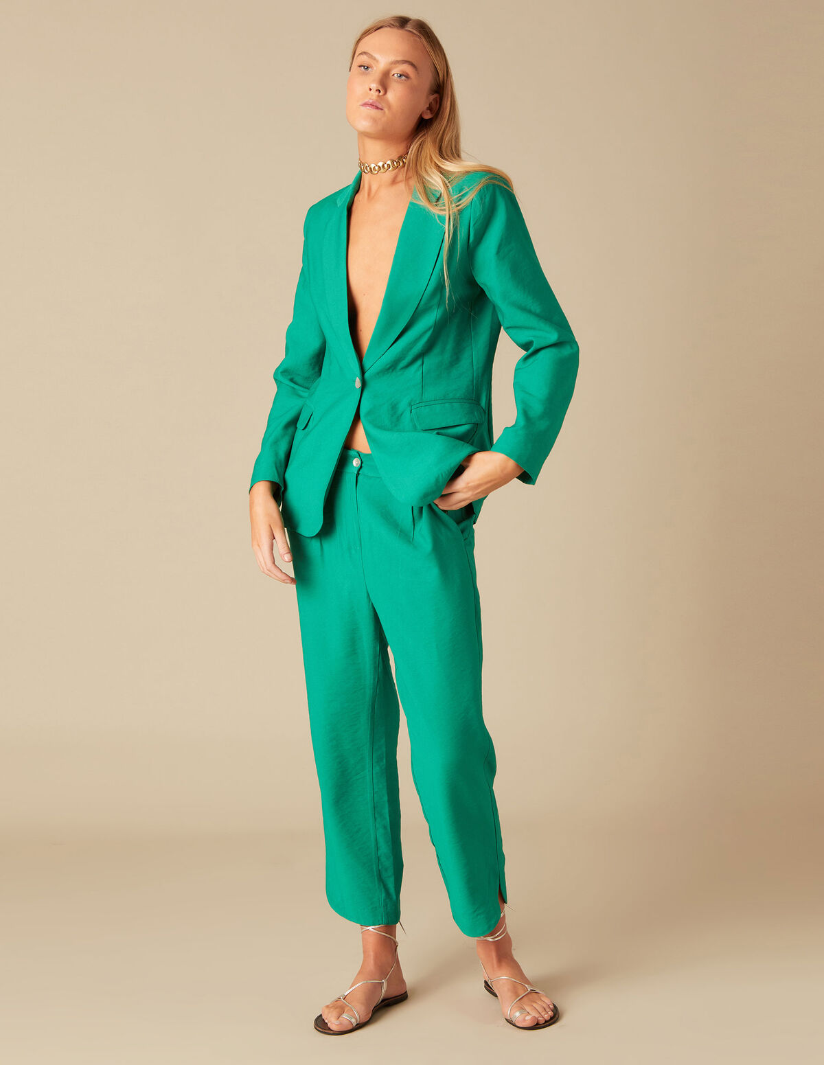 PANTALON OUVERTURE LATÉRALE JAUNE