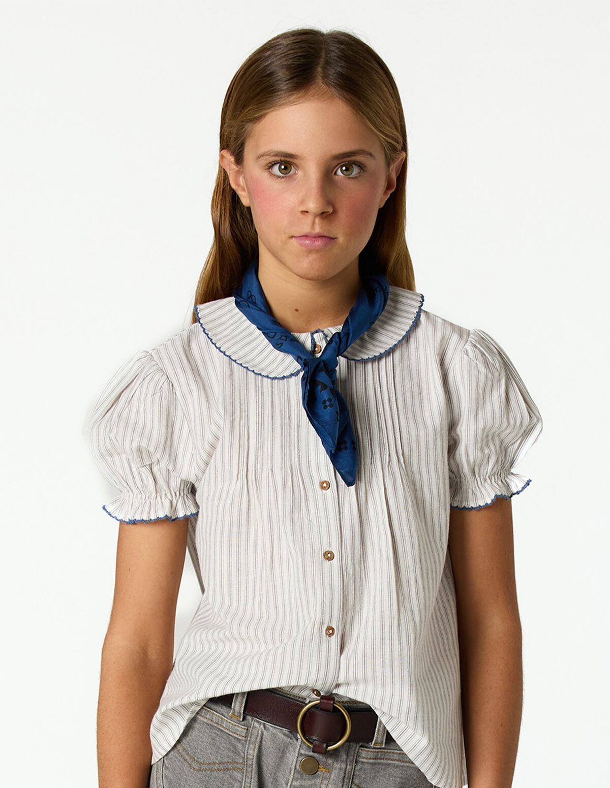 CAMISA &Aacute;S RISCAS ECRU STITCHING