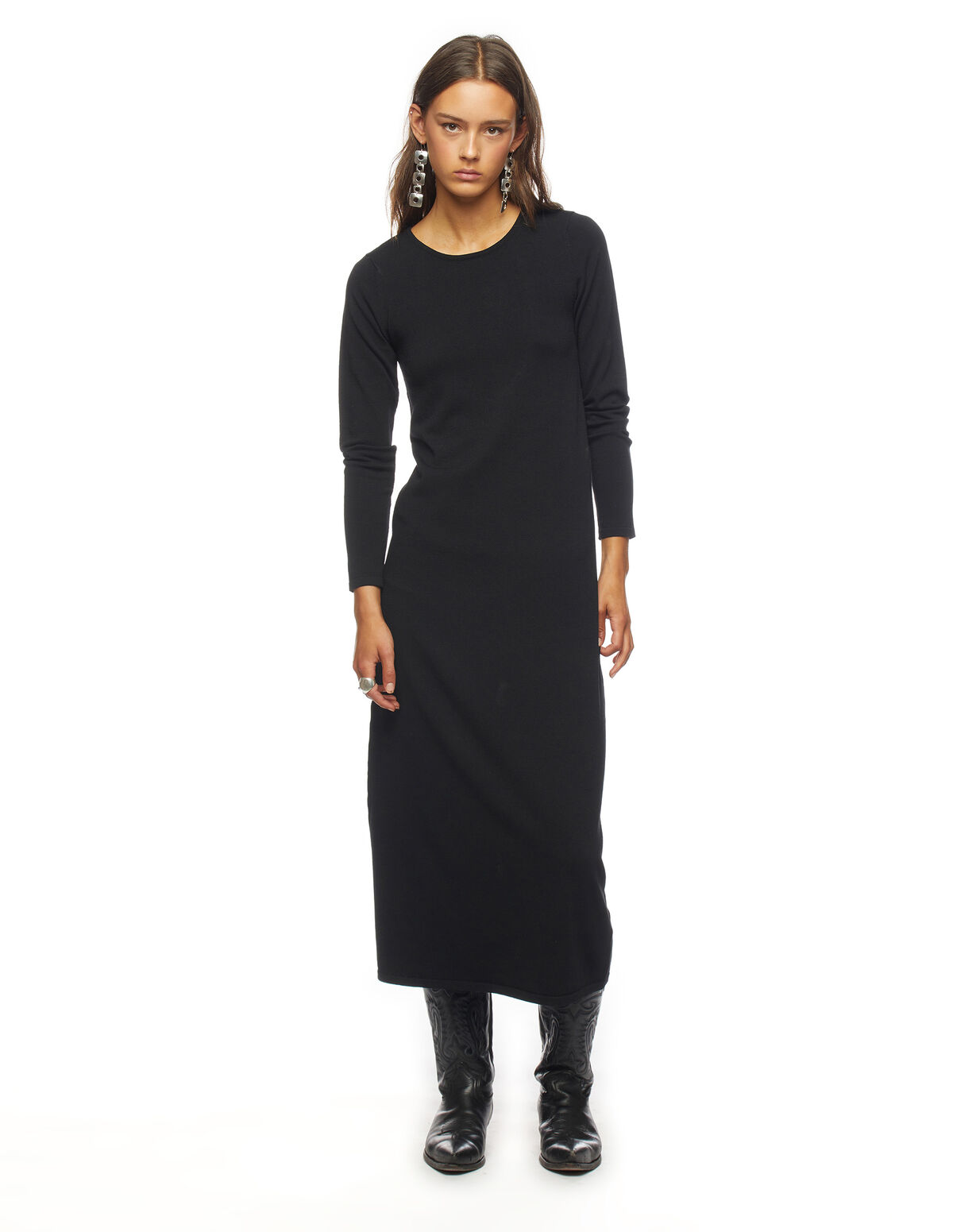 ROBE MAILLE MANCHES LONGUES RED NOIRE