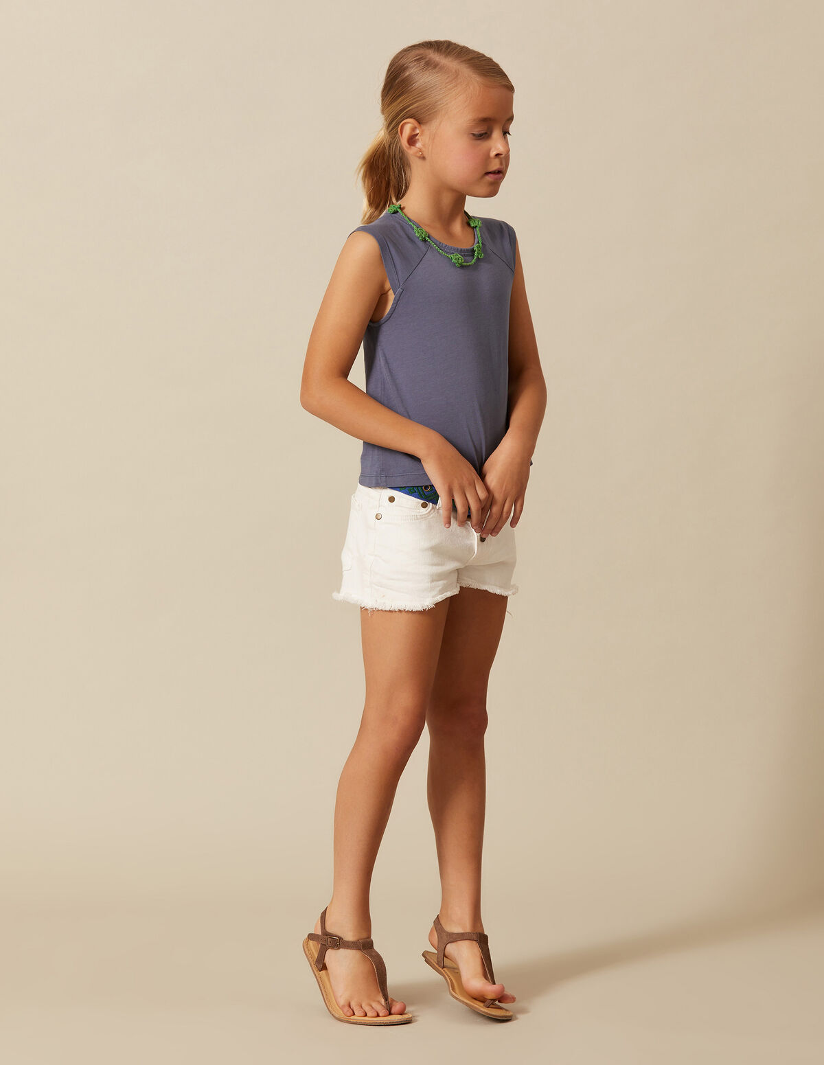 Short boutons bleu