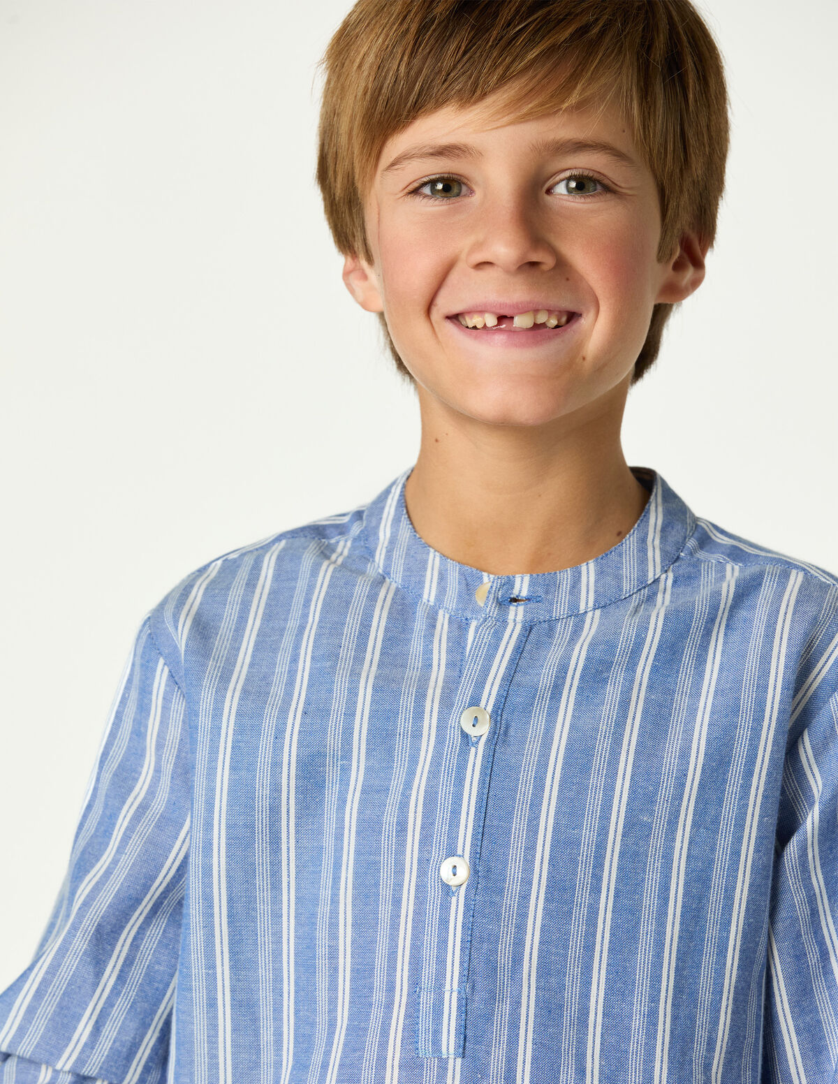 ECRU/BLUE STRIPED SHIRT