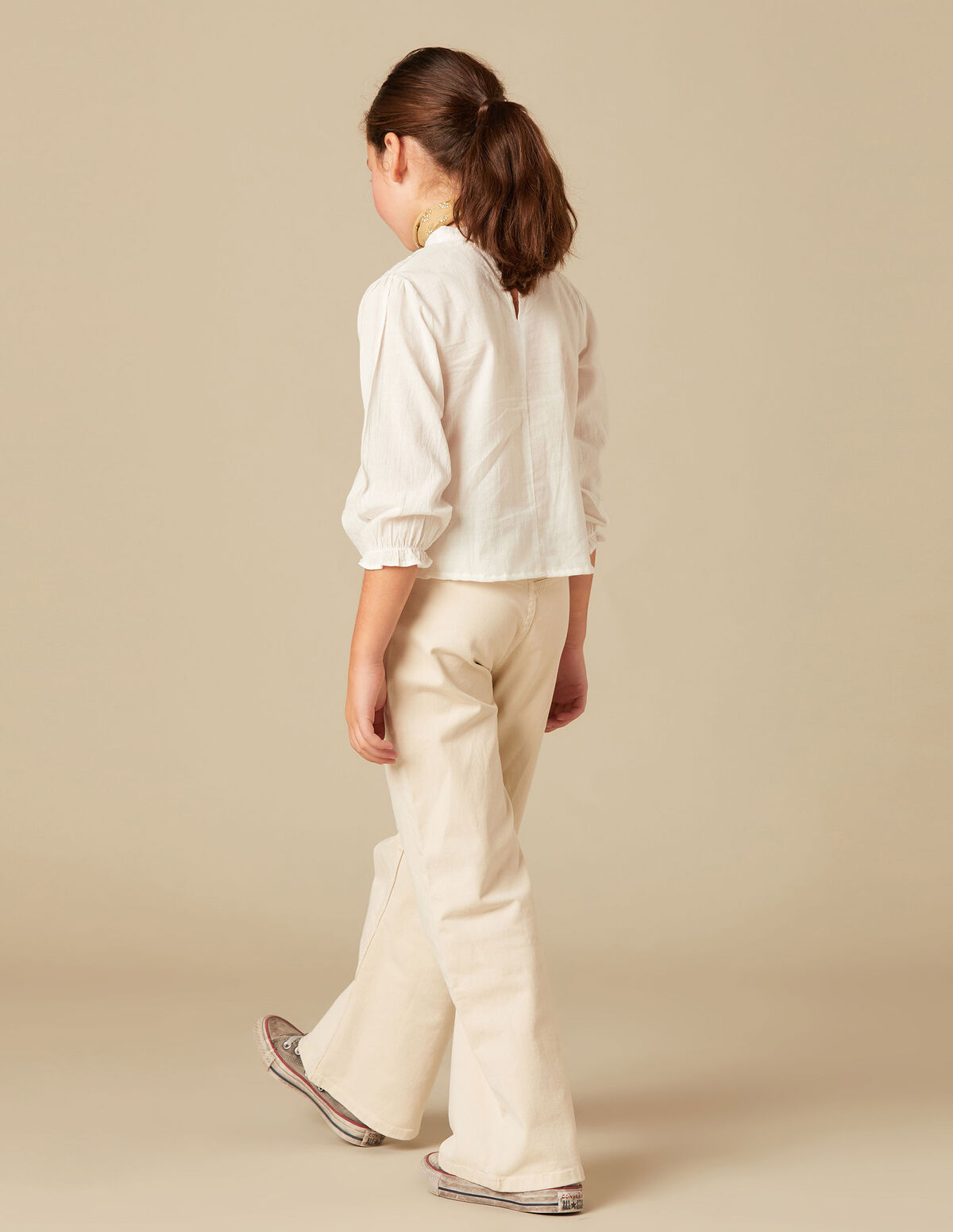 SAND-COLOURED FLAP POCKET TROUSERS