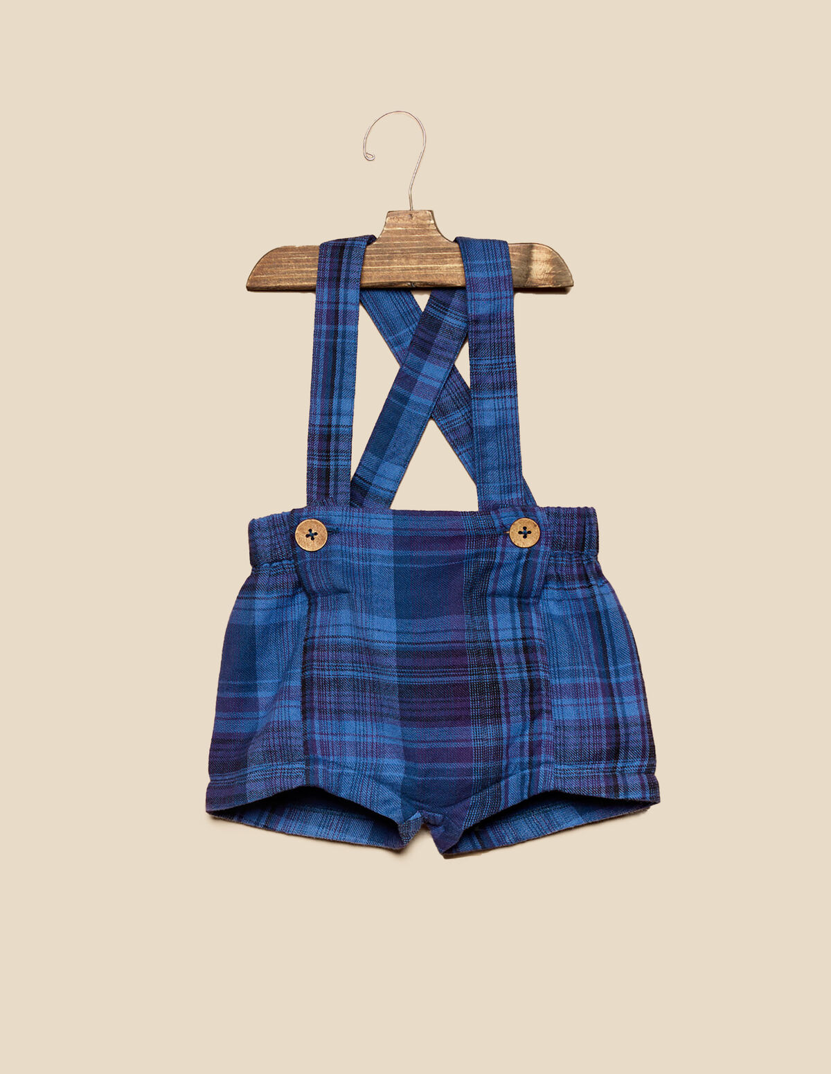 BLUE CHECKED STRAPS SHORTS