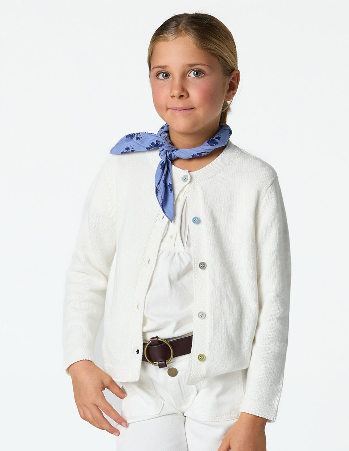 ECRU JACKET WITH COLORED BUTTONS