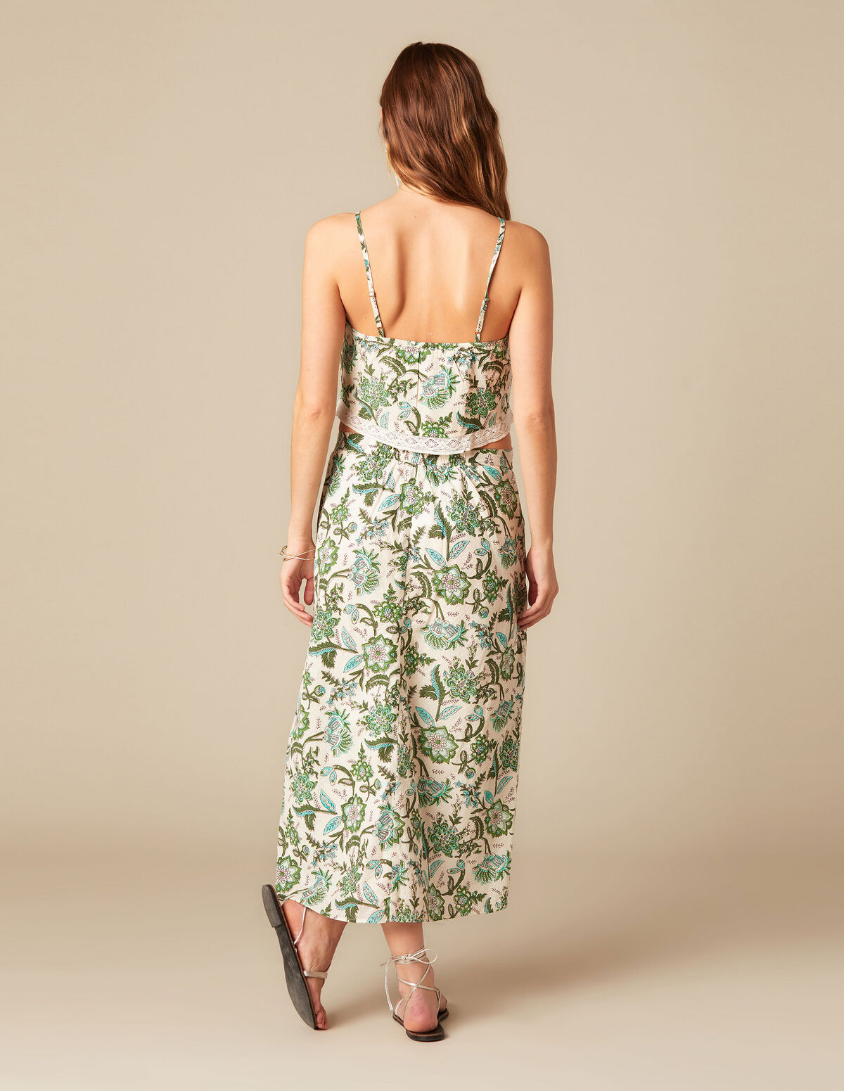 FALDA FLOR VERDE LUREX