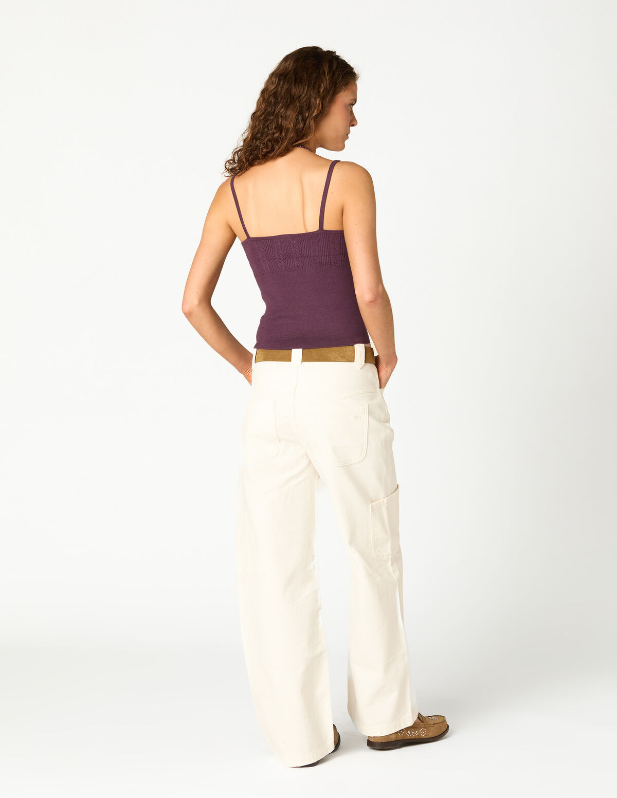 TOP POINTELLE PLUM