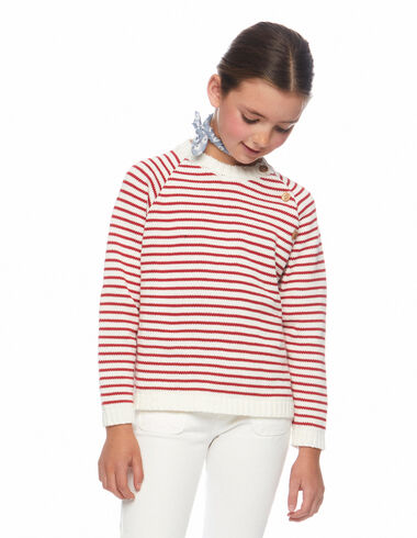 Pink and ecru striped jumper with buttons - View all > - Nícoli